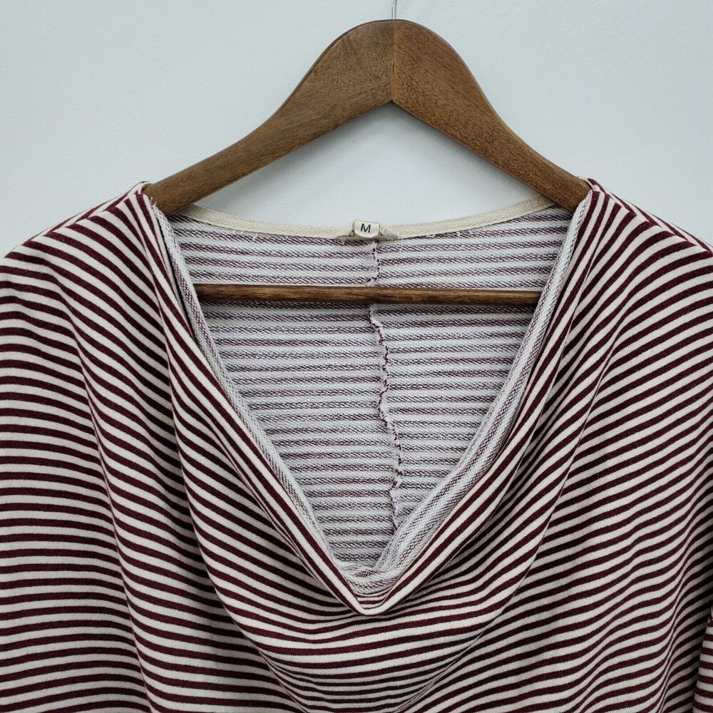 POL Womens Embroidered Lace Up Sleeve Scoop Neck Sweater Size M Burgundy & Cream - Picture 10 of 16